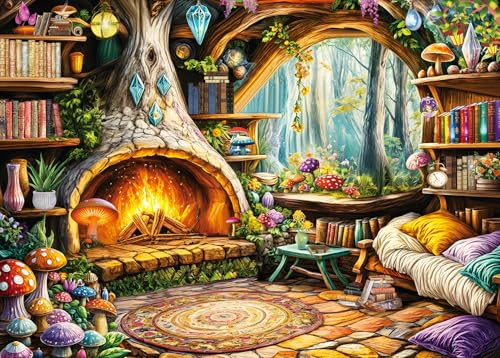 Puzzle 1000 Teile für Erwachsene, klassisches Lernspiel Wunderschönes Dekoration-Fantasy Märchen Baumhaus- Puzzle Geschenke von HUADADA