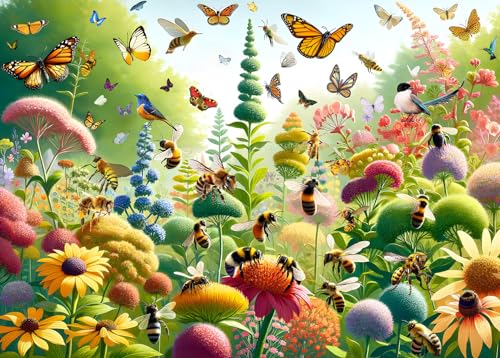 Puzzle 1000 Teile für Erwachsene, Puzzle farbenfrohes Legespiel-Schmetterlinge und Bienen- Geschenke von HUADADA