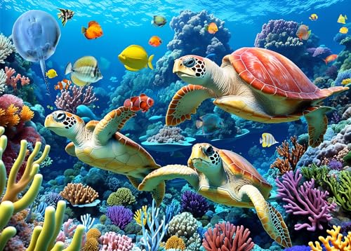 Puzzle 500 Teile für Erwachsene,Puzzle klassisches Lernspiel-Meeresschildkröten-Wunderschönes Dekoration Geschenke Puzzle 500 Teile für Erwachsene,Puzzle klassisches Lernspiel-Meeresschildkröten-Wunderschönes Dekoration Geschenke von HUADADA