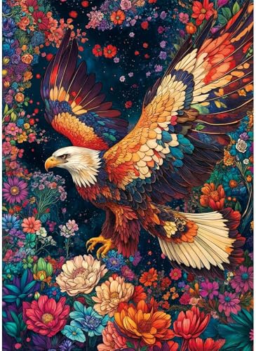 Puzzle für Erwachsene, 1000 Teile, exklusiv bei Amazon, 1000-teiliges Puzzle für Erwachsene, bunter Adler von HUADADA