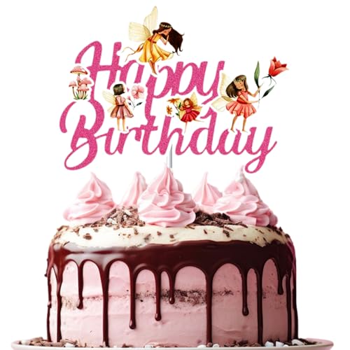 HUAIZAN Feen Tortendeko, Elfen Cupcake Toppers, Feen Cake Topper Happy Birthday, Elfen Geburtstag Kuchen Topper, Feen Kuchen Dekoration für Mädchen Geburtstag Party Babyparty von HUAIZAN