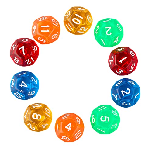 10 PCs Acryl Würfel 12 Seitig Sided Dices Bunte Digitale Zahlen Würfel Runde Ecke Für Kid Educational Brettspiele von HUAJINGKEJI