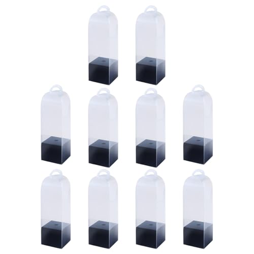 HUAJINGKEJI 10 Stück transparente PVC-Blumenkästen mit Griffen für einzelne Rosen und HUAJINGKEJI 10 Stück transparente PVC-Blumenkästen mit Griffen für einzelne Rosen und von HUAJINGKEJI