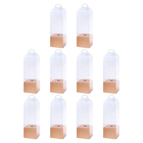 HUAJINGKEJI 10 Stück transparente PVC-Blumenkästen mit Griffen für einzelne Rosen und HUAJINGKEJI 10 Stück transparente PVC-Blumenkästen mit Griffen für einzelne Rosen und von HUAJINGKEJI