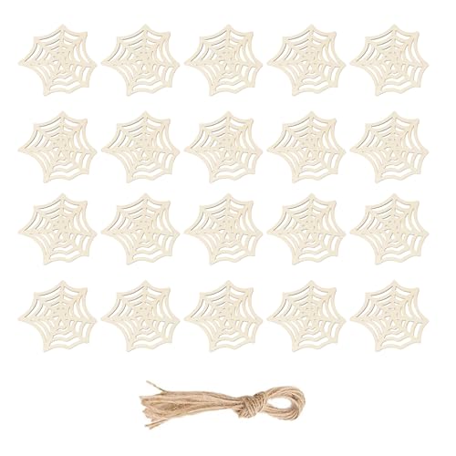 HUAJINGKEJI 20 Stück Holz Halloween Handgemachte hängende Ornamente Elegante Bastelsets für Zuhause Klassenzimmer Party von HUAJINGKEJI