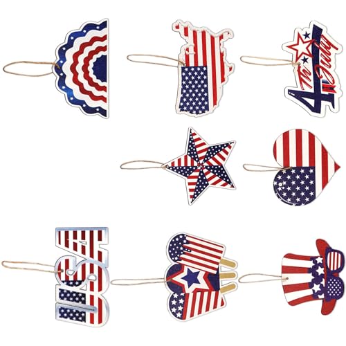 HUAJINGKEJI 9 Stück Unabhängigkeitstag hängende Stern patriotische Dekorationen Hanigng Ornament für Home Party und Outdoor HUAJINGKEJI 9 Stück Unabhängigkeitstag hängende Stern patriotische Dekorationen Hanigng Ornament für Home Party und Outdoor von HUAJINGKEJI