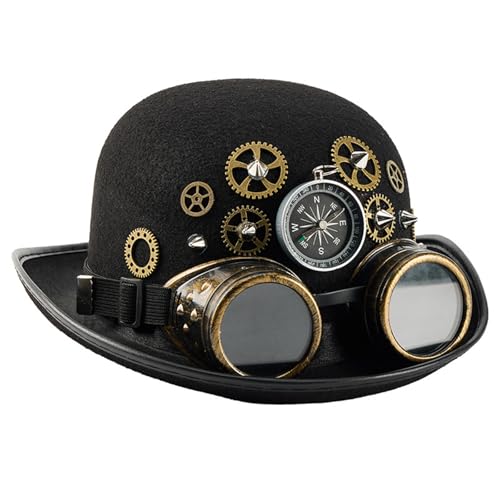 HUAJINGKEJI Abnehmbare Brille und Kompasse, Nietenverstärkt, ovaler Zylinderhut, Halloween-Kostüm-Zubehör für den Außenbereich von HUAJINGKEJI