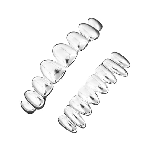 HUAJINGKEJI Abnehmbares Hip-Hop-Grillz-Set für Partys, Konzerte, Kostüme, oben unten, 8 Zähne, silberfarben/goldfarben HUAJINGKEJI Abnehmbares Hip-Hop-Grillz-Set für Partys, Konzerte, Kostüme, oben unten, 8 Zähne, silberfarben/goldfarben von HUAJINGKEJI