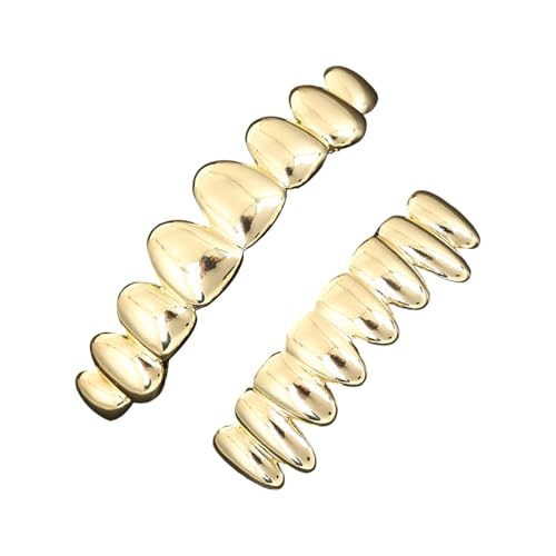HUAJINGKEJI Abnehmbares Hip-Hop-Grillz-Set für Partys, Konzerte, Kostüme, oben unten, 8 Zähne, silberfarben/goldfarben HUAJINGKEJI Abnehmbares Hip-Hop-Grillz-Set für Partys, Konzerte, Kostüme, oben unten, 8 Zähne, silberfarben/goldfarben von HUAJINGKEJI