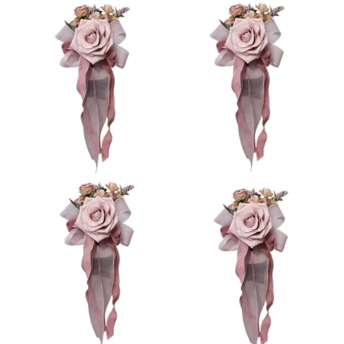 HUAJINGKEJI Elegante künstliche Blumenschleifen, Kunstblumen, Hochzeits-Auto-Dekor-Set für Brille und Tür, elegant von HUAJINGKEJI