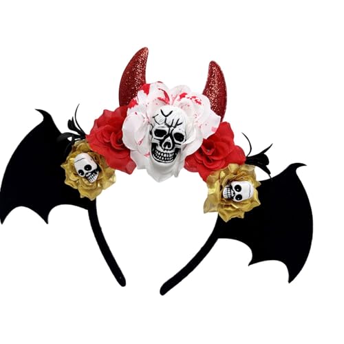 HUAJINGKEJI Haarreif mit Punk-Thema, Totenkopf, Fledermaus, Blume, für Halloween-Kostüm, verstellbares Haarband für Erwachsene und Kinder, Party-Requisiten, Halloween-Party-Kopf-Zubehör HUAJINGKEJI Haarreif mit Punk-Thema, Totenkopf, Fledermaus, Blume, für Halloween-Kostüm, verstellbares Haarband für Erwachsene und Kinder, Party-Requisiten, Halloween-Party-Kopf-Zubehör von HUAJINGKEJI