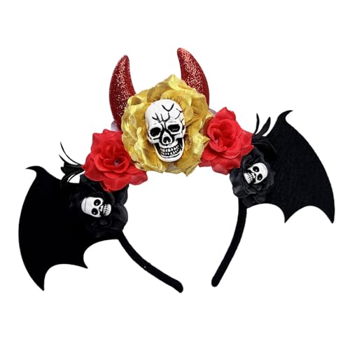 HUAJINGKEJI Haarreif mit Punk-Thema, Totenkopf, Fledermaus, Blume, für Halloween-Kostüm, verstellbares Haarband für Erwachsene und Kinder, Party-Requisiten, Halloween-Party-Kopf-Zubehör HUAJINGKEJI Haarreif mit Punk-Thema, Totenkopf, Fledermaus, Blume, für Halloween-Kostüm, verstellbares Haarband für Erwachsene und Kinder, Party-Requisiten, Halloween-Party-Kopf-Zubehör von HUAJINGKEJI