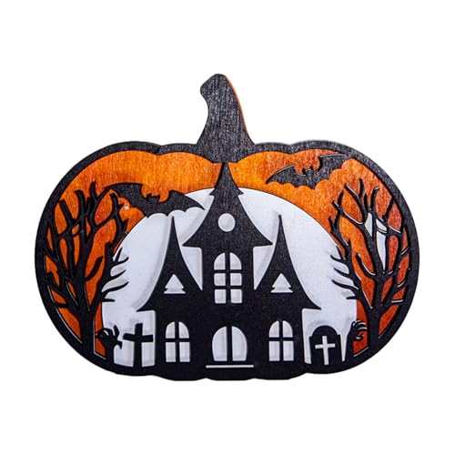 HUAJINGKEJI Halloween-Hängeornament aus Holz, Kürbis-Dekore für Party, Tür, Wanddekoration, mit 4 Stilen von HUAJINGKEJI