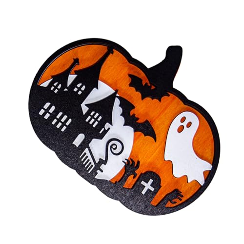 HUAJINGKEJI Halloween-Hängeornament aus Holz, Kürbis-Dekore für Party, Tür, Wanddekoration, mit 4 Stilen von HUAJINGKEJI