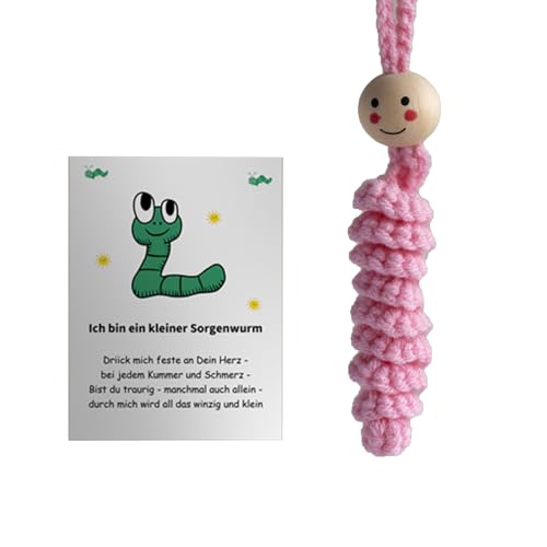 HUAJINGKEJI Handgehäkelte Sorgenraupen mit Komfortkarte, sensorisches Spielzeug für Stressabbau, Gesundheit, tragbare Geschenke von HUAJINGKEJI