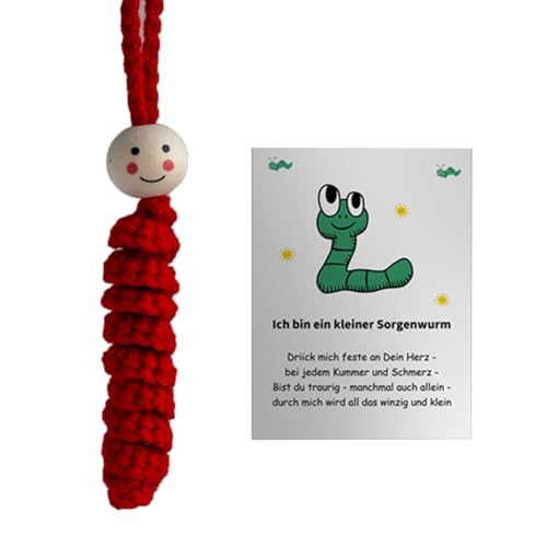 HUAJINGKEJI Handgehäkelte Sorgenraupen mit Komfortkarte, sensorisches Spielzeug für Stressabbau, Gesundheit, tragbare Geschenke von HUAJINGKEJI