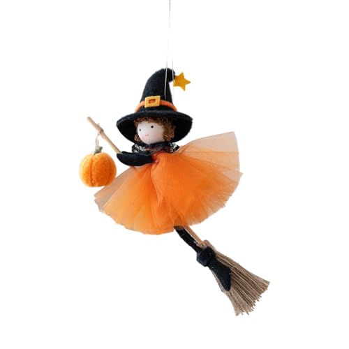 HUAJINGKEJI Hexenfigur aus weichem Stoff, hängende Dekoration, Besen, Mädchen, hängende Ornament für Tür, Fenster, Kaminsims, Zuhause, Party HUAJINGKEJI Hexenfigur aus weichem Stoff, hängende Dekoration, Besen, Mädchen, hängende Ornament für Tür, Fenster, Kaminsims, Zuhause, Party von HUAJINGKEJI