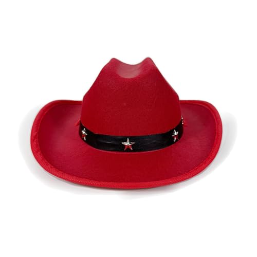 HUAJINGKEJI Kinder Western Pork Pie Hut mit Sternnieten, verstellbarer Riemen, für Kinder von 3–12 Jahren, Outdoor und Party von HUAJINGKEJI