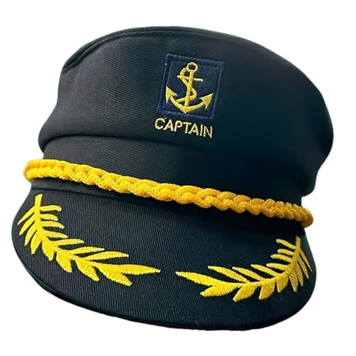 HUAJINGKEJI Klassischer Matrosenhut für Damen, verstellbar, bestickt, Kapitänshut, Polyester, Halloween HUAJINGKEJI Klassischer Matrosenhut für Damen, verstellbar, bestickt, Kapitänshut, Polyester, Halloween von HUAJINGKEJI