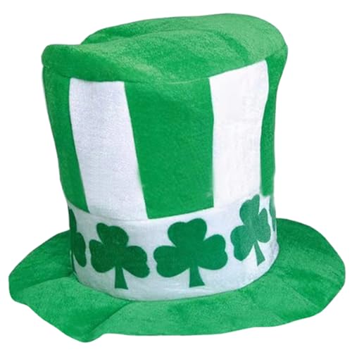 HUAJINGKEJI Patricks Day Koboldhut, übergroß, grün-weiß gestreift, Kleeblatt, irischer runder Zylinder, Cosplay, Kostümzubehör von HUAJINGKEJI