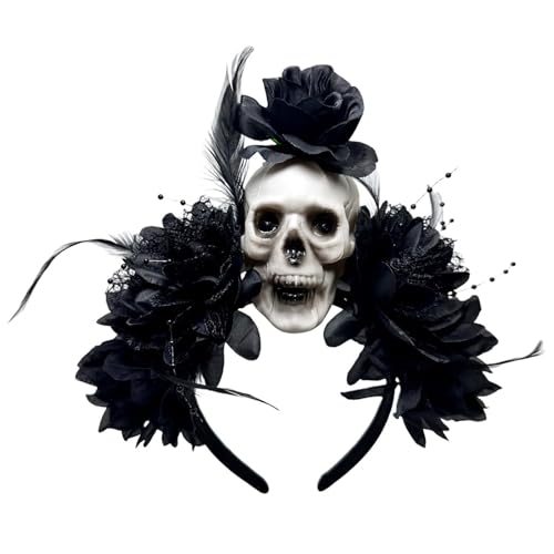 HUAJINGKEJI Punk Flower Skull Headwear Dark Series Fashion Head Accessory Hairband For Halloween Event And Stage Show Dressingup Gothic Skull Flower Hairband HUAJINGKEJI Punk Flower Skull Headwear Dark Series Fashion Head Accessory Hairband For Halloween Event And Stage Show Dressingup Gothic Skull Flower Hairband von HUAJINGKEJI