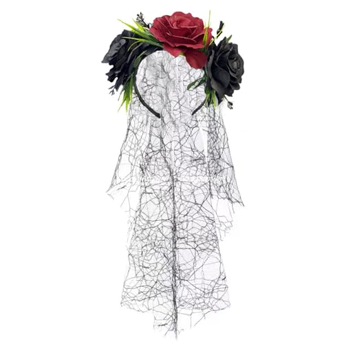 HUAJINGKEJI Verstellbarer Halloween-Schleier-Haarband mit realistischem Totenkopf und dunklen Blumen-Designs für Punk-Mottopartys, Feiern, Halloween, Totenkopf-Haarband mit Schleier HUAJINGKEJI Verstellbarer Halloween-Schleier-Haarband mit realistischem Totenkopf und dunklen Blumen-Designs für Punk-Mottopartys, Feiern, Halloween, Totenkopf-Haarband mit Schleier von HUAJINGKEJI