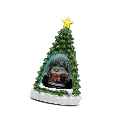 HUAJINGKEJI Weihnachtsbaum-Figur, Spieluhr mit Zug, Harz, Spieluhr mit LED-Licht für Männer, Frauen, Kindergeburtstage von HUAJINGKEJI