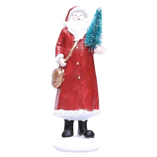 HUAJINGKEJI Weihnachtsmann-Umhängetasche, Kunstharzfigur, handbemalt, Tischdekoration für Weihnachten, Party, Büro, Schreibtisch von HUAJINGKEJI