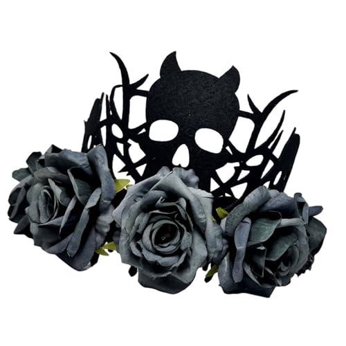 Verstellbare Hexe Teufelskronen Kopfschmuck für Halloween-Partys Weicher Stoff Rosen Kostüm Dekoration Weiche Hexe Teufel Kronen für Cosplay Verstellbare Hexe Teufelskronen Kopfschmuck für Halloween-Partys Weicher Stoff Rosen Kostüm Dekoration Weiche Hexe Teufel Kronen für Cosplay von HUAJINGKEJI