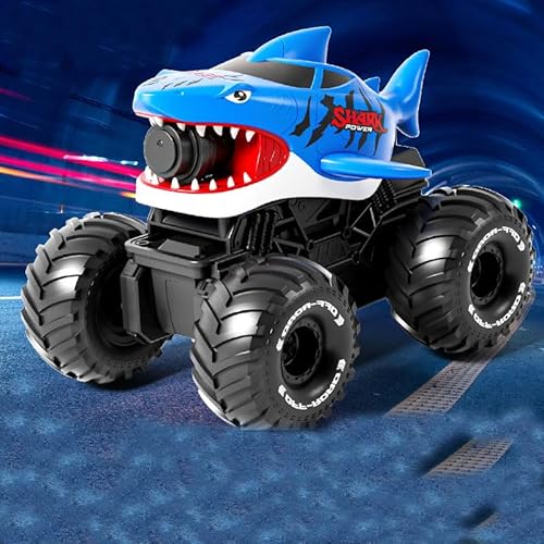 Amphibisches Ferngesteuertes Auto, 4WD 360° Rotation 2.4GHz RC Ferngesteuerter Haifischtruck, mit Sprühwasser, Wiederaufladbares Ferngesteuertes Amphibienfahrzeug als Geschenk für Kinder 3-12 Jahre von HUAJUN