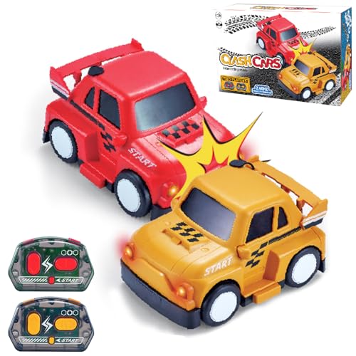 HUAJUN Ferngesteuertes Auto für Zwei Gegeneinander,2 Pack Battle Toy Car Rennen Kampf für Kinder, Fußball Spielzeug für Zwei, Licht Musik Spray, Spielzeug für Jungen und Mädchen von HUAJUN