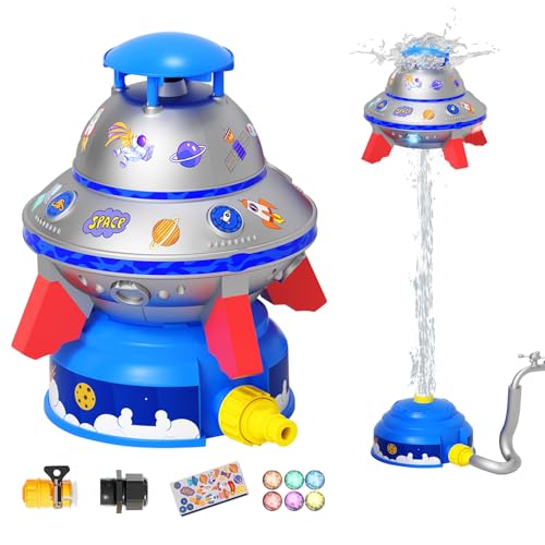HUAJUN UFO Sprinkler Spielzeug für Kinder, Wasser Launcher Spielzeug mit 360° Rotation&LED Llights,Sommer Wasserspiel im Freien für Hinterhof Tolles Sommer Geschenk Tolles für Kinder (Alter 3+) von HUAJUN