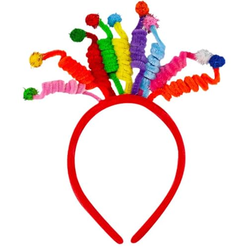 HUANGGG Dame Pompons Hut Elagant Kopfbedeckung Stirnband Kopfschmuck für Make-up Party Maskeraden Buntes Geburtstagszubehör von HUANGGG