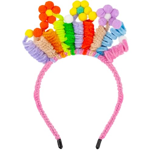 HUANGGG Dame Pompons Hut Elagant Kopfbedeckung Stirnband Kopfschmuck für Make-up Party Maskeraden Buntes Geburtstagszubehör von HUANGGG