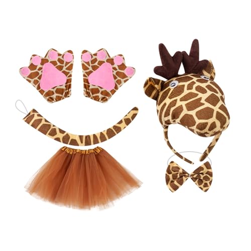 HUANGING Giraffen-Kostüm für Kinder, Mädchen, inklusive Ohr, Stirnband, Fliege, Handschuhe, Tutu, Schwanz, Zubehör für Tiere, Halloween, Cosplay, Party HUANGING Giraffen-Kostüm für Kinder, Mädchen, inklusive Ohr, Stirnband, Fliege, Handschuhe, Tutu, Schwanz, Zubehör für Tiere, Halloween, Cosplay, Party von HUANGING