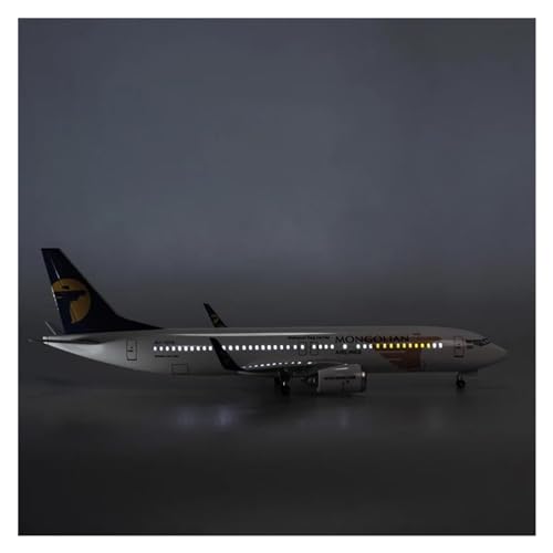 Aerobatic Flugzeug Für Mongolia Air Airline B737 737 Aviation Aircraft Model Plane Display Standable Airplane Mit Wheel 47CM(with Light) von HUANTY