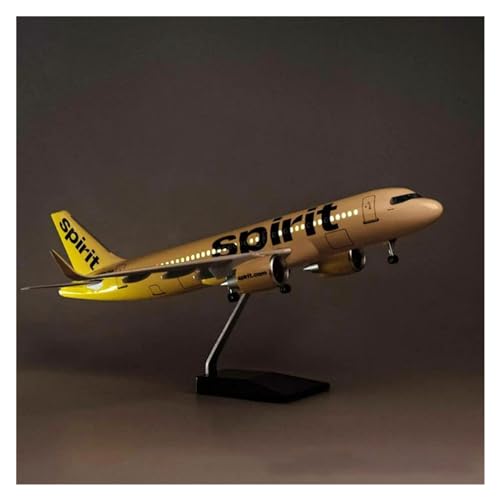 Aerobatic Flugzeug Für Spirit A320NEO A320 NEO Airlines Modell Spielzeug Licht Rad Fahrwerk Druckguss Harz Flugzeug 47CM 1/80 Skala Flugzeug(with Light) von HUANTY