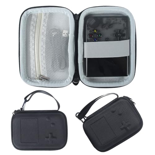 HUAOLAWQ Tragbare Schutzhülle, stoßfeste Reise-Schutzhandtasche mit Handschlaufe und Schnalle, Hartschalenhülle, integrierte Befestigungsgurte und Netztasche for RG35XX Plus Retro-Handspielk von HUAOLAWQ