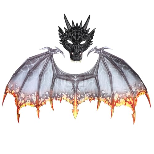 Halloween Drachenflügel Karneval Maskerade Erwachsene Dekoration Vlies Drachenflügel Cosplay Foto Flügel Requisiten (A-Black) von HUAPOPMU