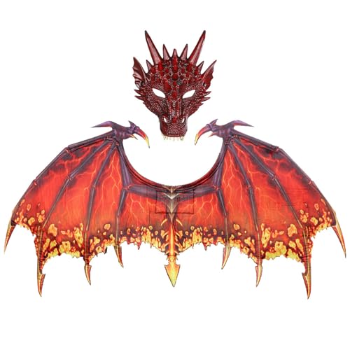 Halloween Drachenflügel Karneval Maskerade Erwachsene Dekoration Vlies Drachenflügel Cosplay Foto Flügel Requisiten (A-red) von HUAPOPMU