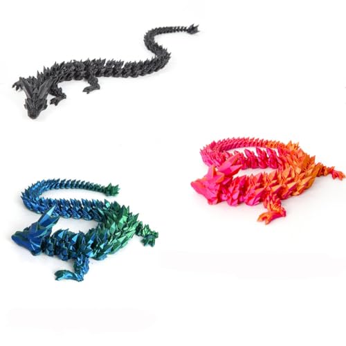 HUAWELL 3 Stück 3D-gedrucktes Drachen-Spielzeug, Heimbüro-Dekoration, Ostergeschenk für Drachenliebhaber, Zuhause, Schule, Büro, Dekoration, Sammlerstücke von HUAWELL