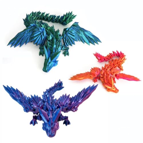 HUAWELL 3 Stück 3D-gedruckter Drache mit Flügel, voll beweglicher fliegender Flügel, Drachenspielzeug, Heimbüro, Ostergeschenk für Drachenliebhaber, Zuhause, Schule, Büro, Dekoration, Sammlerstücke (3 HUAWELL 3 Stück 3D-gedruckter Drache mit Flügel, voll beweglicher fliegender Flügel, Drachenspielzeug, Heimbüro, Ostergeschenk für Drachenliebhaber, Zuhause, Schule, Büro, Dekoration, Sammlerstücke (3 von HUAWELL