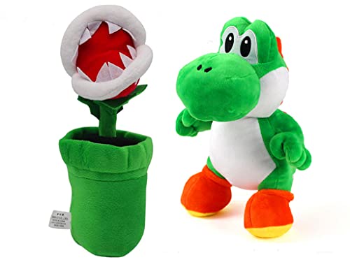Super Marry-Plüschtier, weiches Plüschtier, Stofftier, Puppe, Blume: 26 cm und Yoshi Plüsch, 20 cm, 2 Stück Super Marry-Plüschtier, weiches Plüschtier, Stofftier, Puppe, Blume: 26 cm und Yoshi Plüsch, 20 cm, 2 Stück von HUAWELL