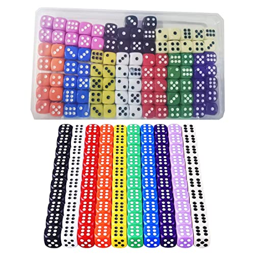 HUAZIZ 100 Stück Würfel 12mm Bunt Würfel, 6 Seitig 10 Farben, Durchscheinende, Farben Set für Würfelspiele Tischspiele, Brettspiele, Mathe-Spiele von HUAZIZ