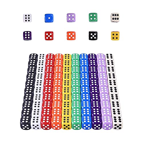 HUAZIZ 100-teiliges 6-seitiges Würfel-Set, 16 mm, Bunt, Acryl, Cube von HUAZIZ