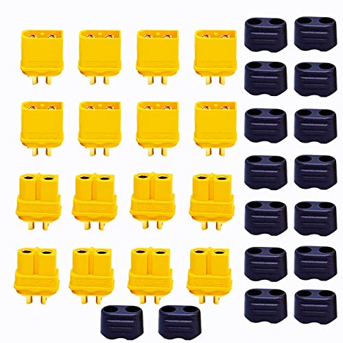 HUAZIZ 8 Paar XT60 Batterie Anschlüsse, XT60 Männlich Weiblich Stecker Buchse, XT60H Mantelgehäuse Stecker für RC-Modell und mehr (8 Stück XT60H Stecker + 8 Stück XT60H Buchse+16 Stück XT60H Sheath) HUAZIZ 8 Paar XT60 Batterie Anschlüsse, XT60 Männlich Weiblich Stecker Buchse, XT60H Mantelgehäuse Stecker für RC-Modell und mehr (8 Stück XT60H Stecker + 8 Stück XT60H Buchse+16 Stück XT60H Sheath) von HUAZIZ