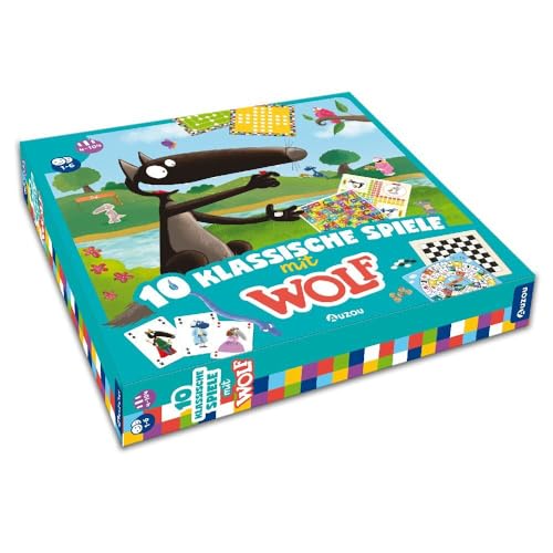 AUZOU, 10 Klassische Spiele mit Wolf, Gesellschaftsspielbox mit beliebten Brett-, Karten- & Würfelspielen, Hochwertiges Design, Familienspaß, Für 1–4 Spieler ab 4 Jahren AUZOU, 10 Klassische Spiele mit Wolf, Gesellschaftsspielbox mit beliebten Brett-, Karten- & Würfelspielen, Hochwertiges Design, Familienspaß, Für 1–4 Spieler ab 4 Jahren von HUCH!