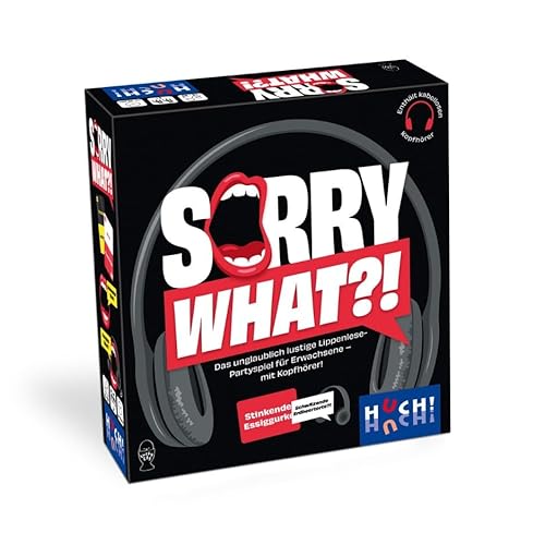 HUCH!, Sorry What?! Spiel Deutsch, Partyspiel ab 18, Verrücktes Lippenlesen mit Kopfhörer und witzigen Phrasen, Ab 2 Spielern ab 18 Jahren HUCH!, Sorry What?! Spiel Deutsch, Partyspiel ab 18, Verrücktes Lippenlesen mit Kopfhörer und witzigen Phrasen, Ab 2 Spielern ab 18 Jahren von HUCH!