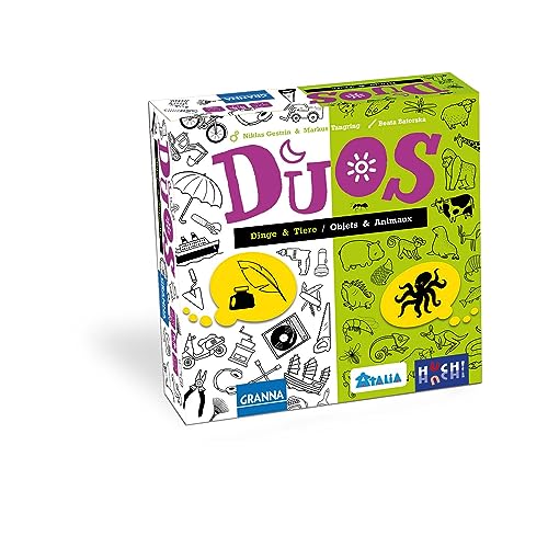 HUCH! | 883001 | DUOS – Dinge und Tiere | Familienspiel | Lustiges Party-Deduktionsspiel | 2 Themenwelten für noch mehr Spielspaß | Für 2-6 Spieler ab 7 Jahren | Hoher Wiederspielreiz! von HUCH!