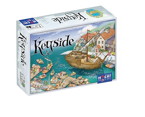 HUCH! Keyside, Kennerspiel, Würfelmanipulation und Arbeiterstrategien, Strategiespiel mit spannenden Szenarien, Für 1–4 Spieler ab 14 Jahren von HUCH!
